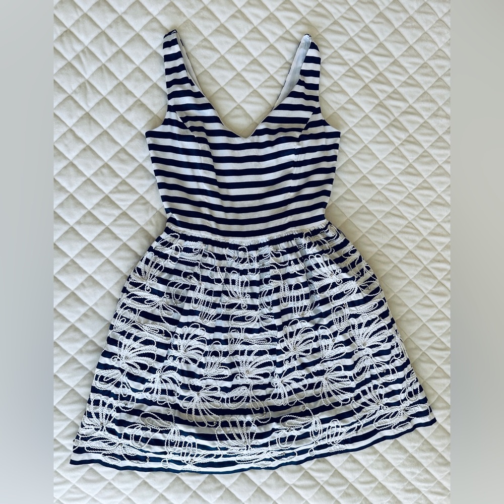 Lilly Pulitzer Roswell Bright Navy Cording We Will Go Dress size 2 Lined Pockets